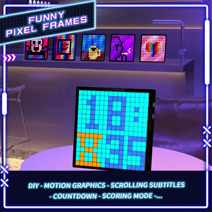 ID32 Pixel Screen Display IDM Art Cyberpunk Style Cartoon Screen Fun Time Manager Desktop Dynamic Alarm Clock - 3