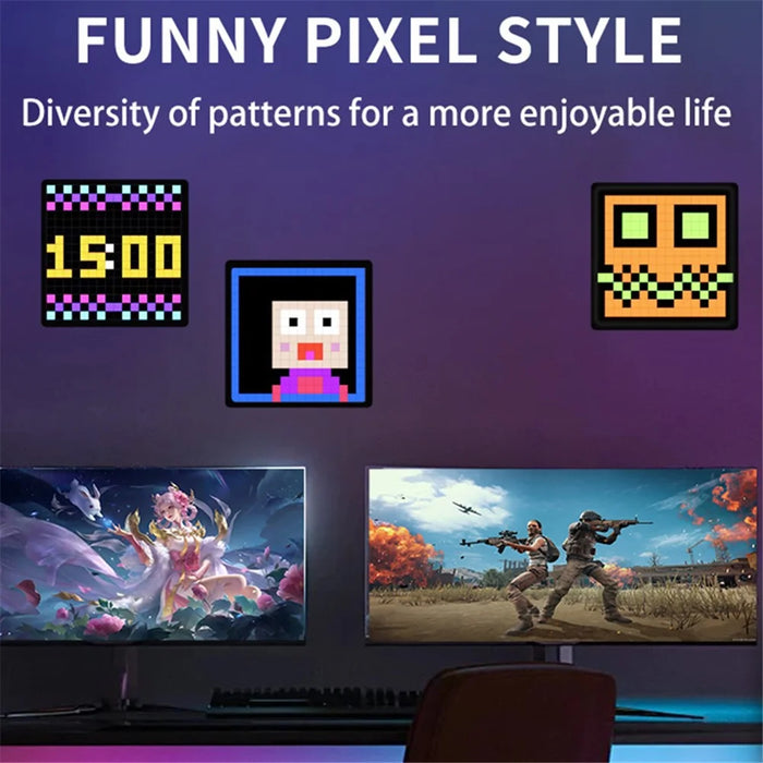 ID32 Pixel Screen Display IDM Art Cyberpunk Style Cartoon Screen Fun Time Manager Desktop Dynamic Alarm Clock - 6