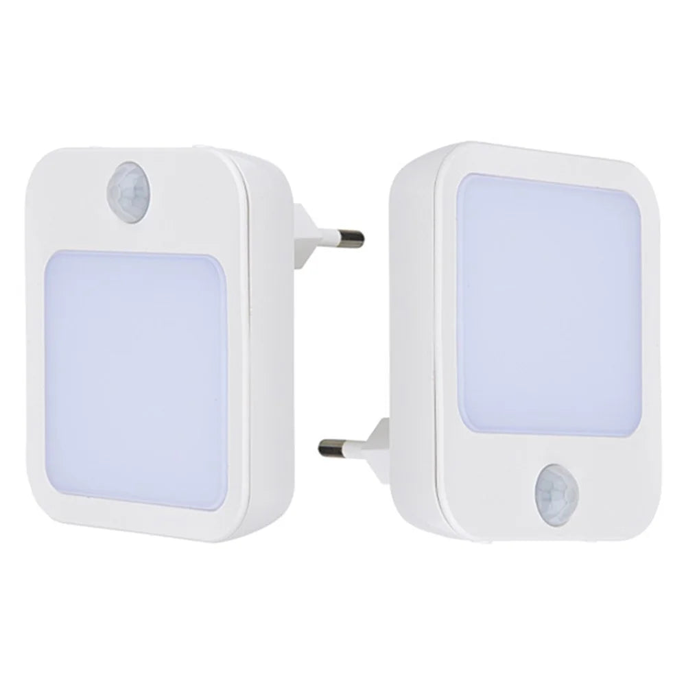 NL2202 2Pcs EU Plug Intelligent Body Sensor Night Lamp Motion Activated Dimming Night Light, Warm White - 1