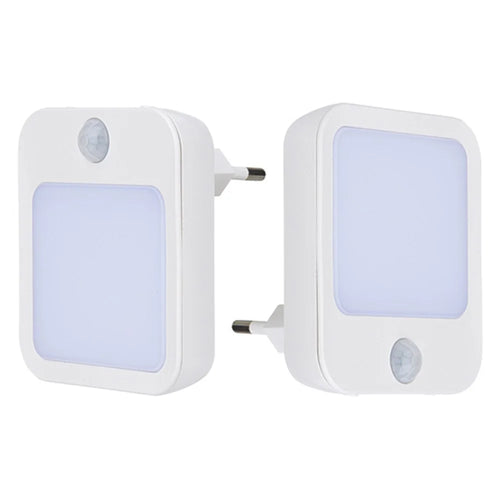 NL2202 2Pcs EU Plug Intelligent Body Sensor Night Lamp Motion Activated Dimming Night Light, Warm White - 1