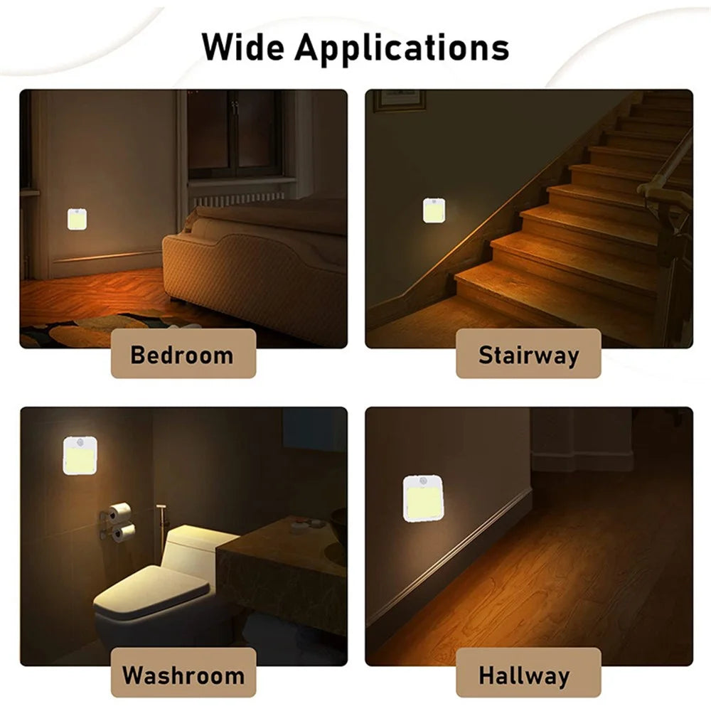 NL2202 2Pcs EU Plug Intelligent Body Sensor Night Lamp Motion Activated Dimming Night Light, Warm White - 5