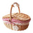 Outdoor Woven Picnic Basket Cotton Linen Cloth Wicker Knitted Blanket Home Storage Bin with Lid, Size: S - Red Grid - 1
