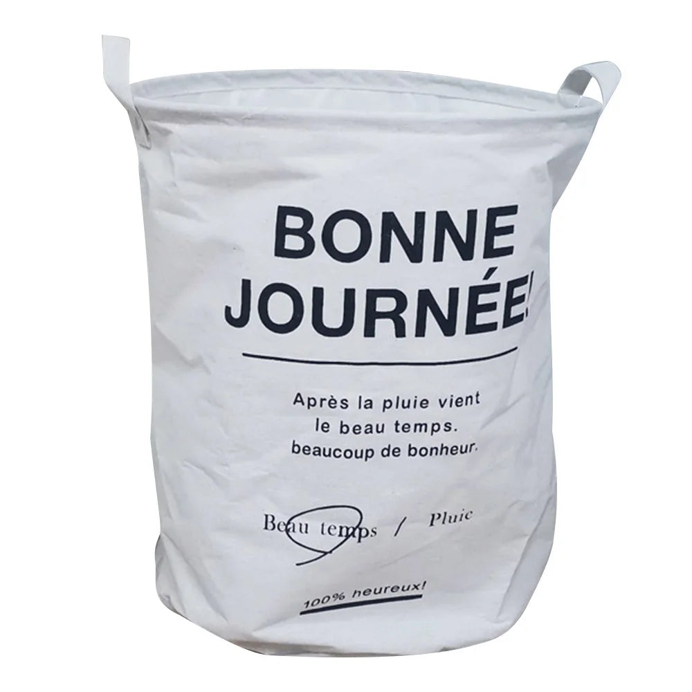 63L Cotton Linen Collapsible Dirty Clothes Basket Laundry Hamper Bin with Handles, Size L, 40x50cm - Bonne - 1