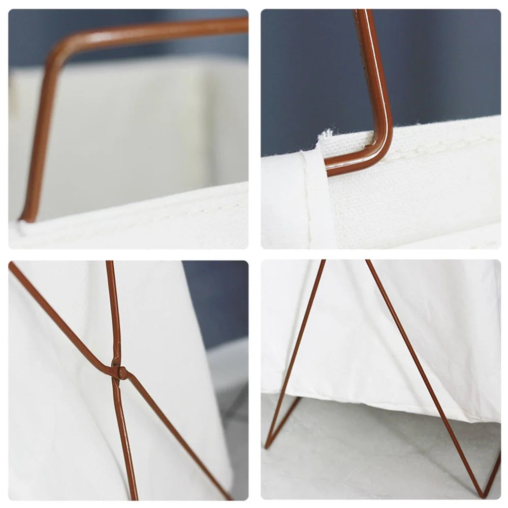 52L Foldable Laundry Basket Iron Rack Cotton Linen Dirty Clothes Storage Basket Hamper, Size L - Wash Day - 2
