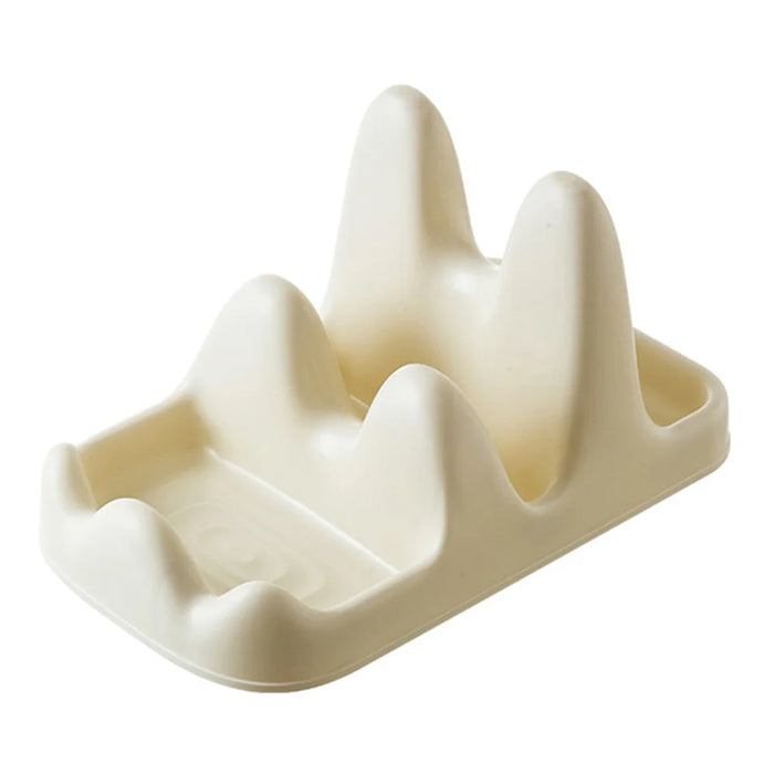 Dual Layer Pot Lid Holder Stand Cooking Spoon Rest Kitchen Utensils Rest Rack - White - 1