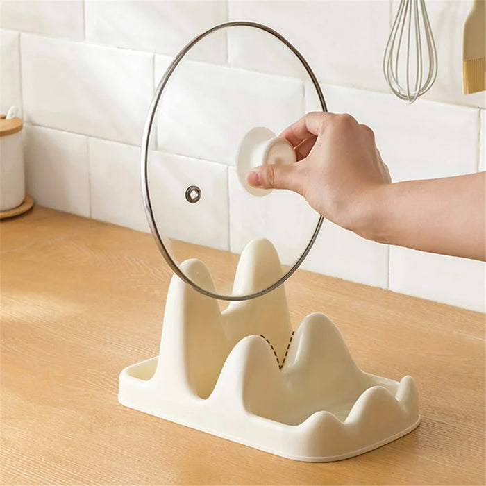Dual Layer Pot Lid Holder Stand Cooking Spoon Rest Kitchen Utensils Rest Rack - White - 5