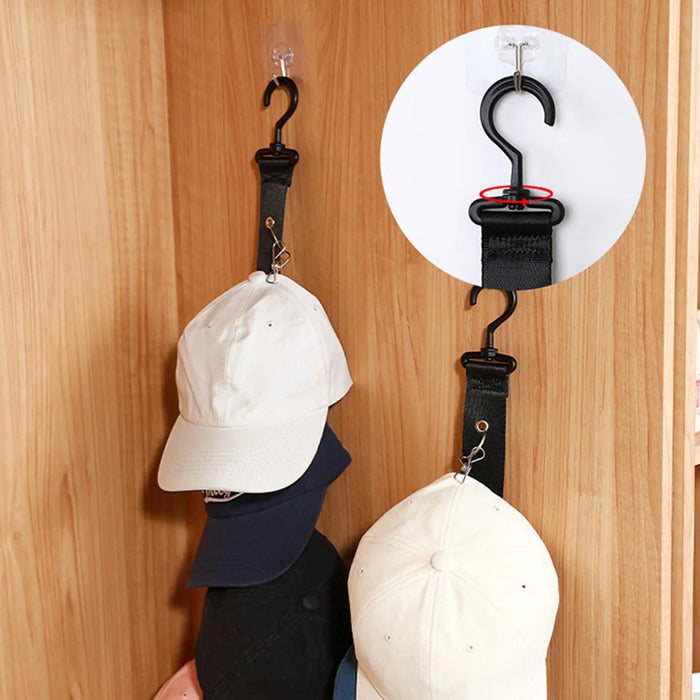 8-Clips Closet Hanging Cap Keeper Cloth+Metal Hat Holder Storage Rack Organizer - 6