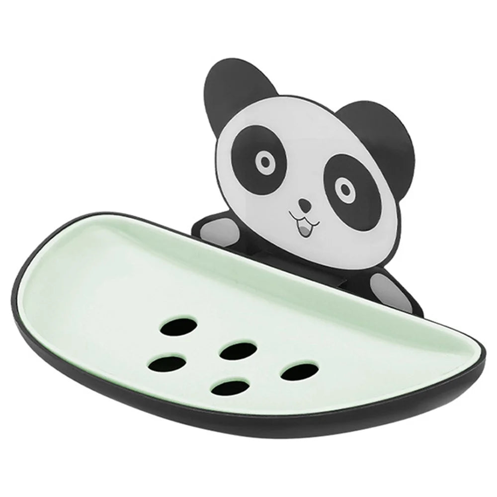 Panda Design Wall Mounted Adhesive Soap Holder Draining Soap Dish Rack - Green - 1