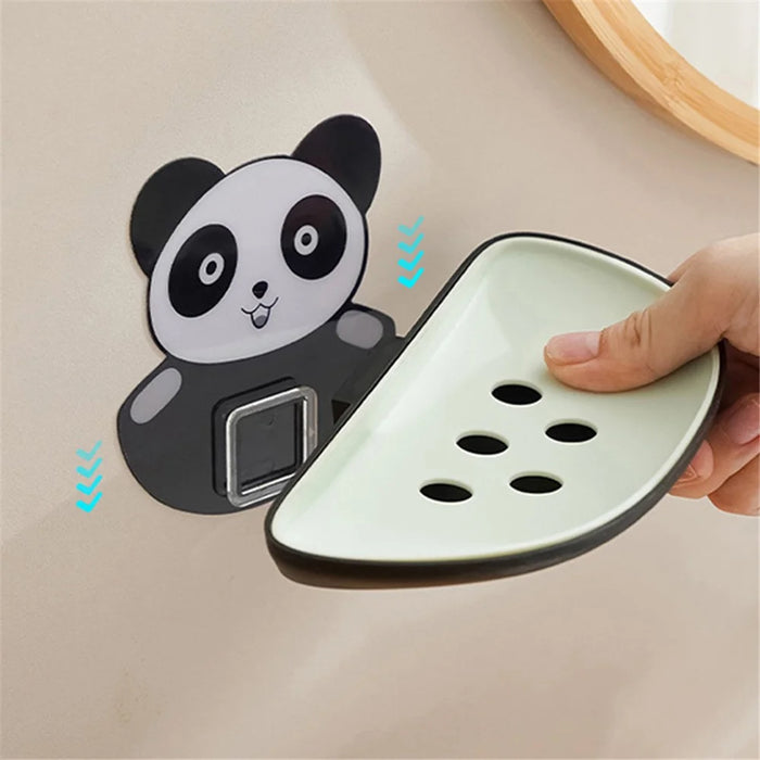 Panda Design Wall Mounted Adhesive Soap Holder Draining Soap Dish Rack - Green - 2