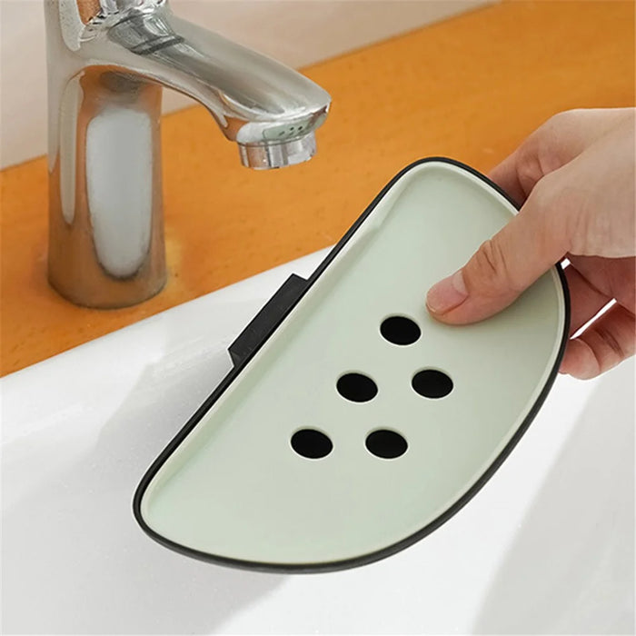 Panda Design Wall Mounted Adhesive Soap Holder Draining Soap Dish Rack - Green - 4