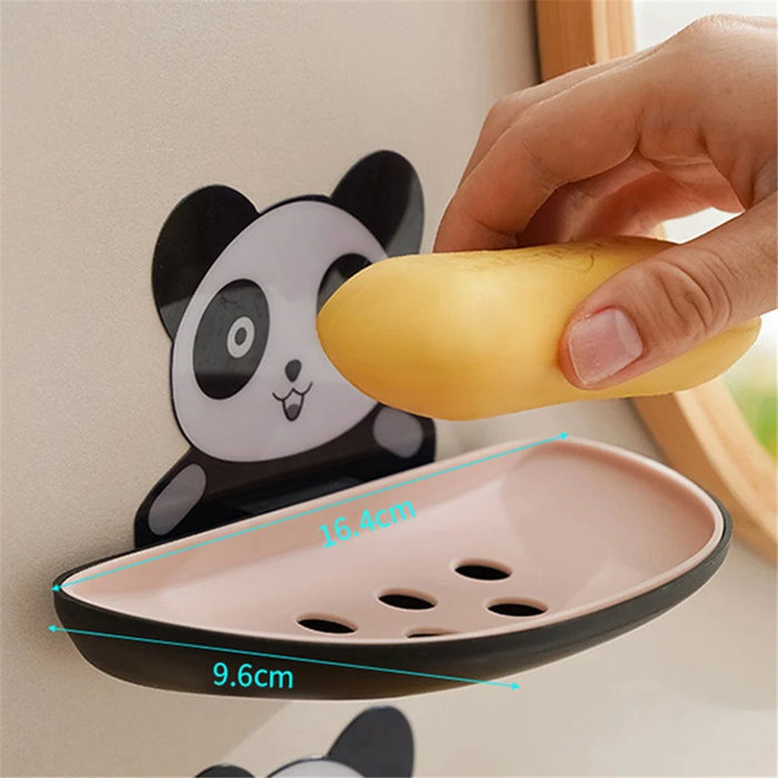 Panda Design Wall Mounted Adhesive Soap Holder Draining Soap Dish Rack - Green - 6