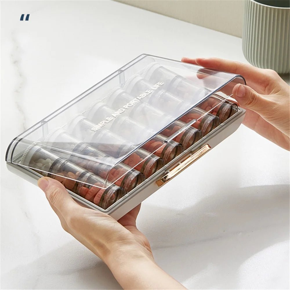 MTAM MZ-J012 Weekly Pill Box 21 Grids Medicine Dispenser Portable Tablets Organizer Storage Container (No FDA Certified, BPA-free) - Orange Yellow - 5