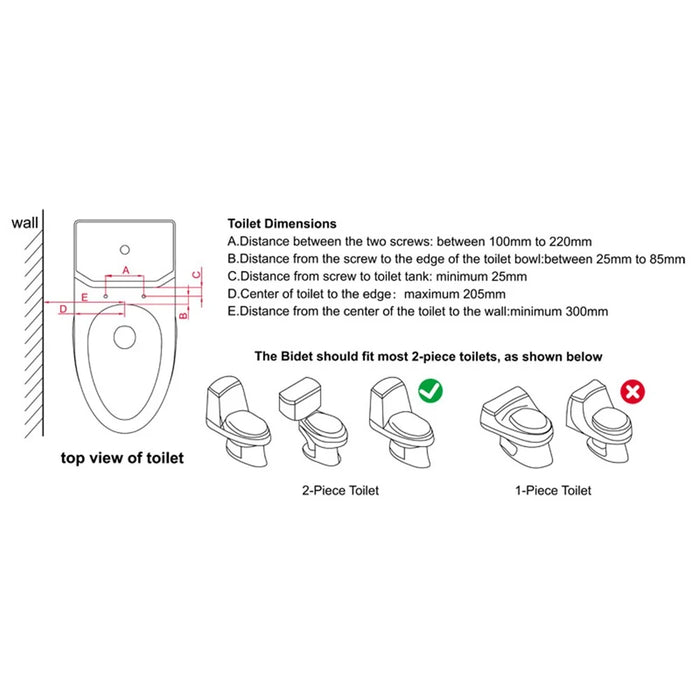DCB-20001 Smart Toilet Bidet Simple Style Non-Electric Bidet Attachment for Toilet Seat - 2