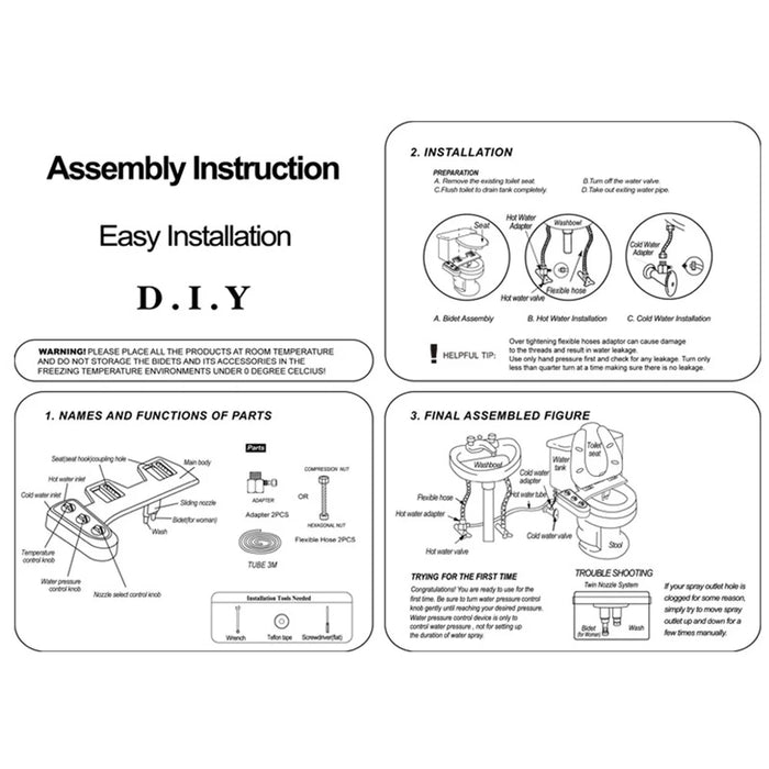 DCB-20001 Smart Toilet Bidet Simple Style Non-Electric Bidet Attachment for Toilet Seat - 6