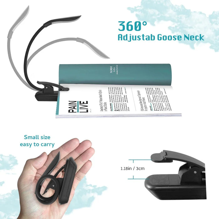 ST-8032D Battery Powered Clip-on LED Light 3 Color Temperature Stepless Dimming Reading Lamp - 5