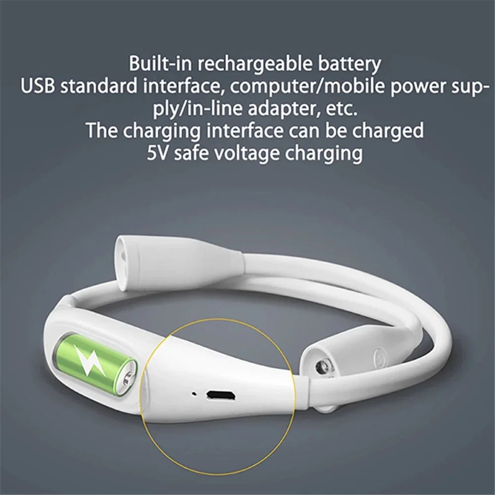 ST-8025 Soft Neckband Neck Hanging LED Reading Light Rechargeable Stepless Dimming Lamp - White - 6