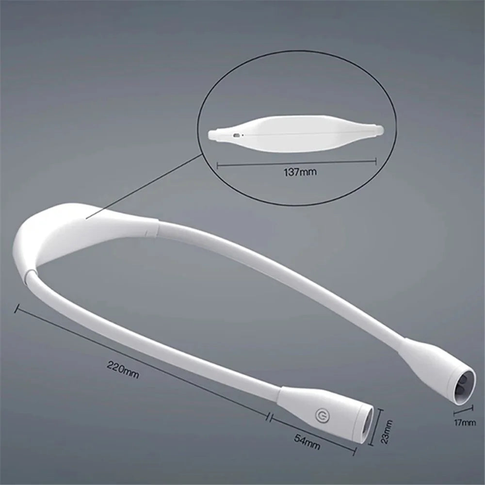 ST-8025 Soft Neckband Neck Hanging LED Reading Light Rechargeable Stepless Dimming Lamp - White - 7