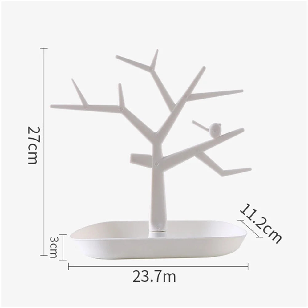 TZ Home Dresser Jewelry Necklace Organizer Stand Bracelet Holder Tree Earring Display Tower Plastic Storage Rack - White - 6