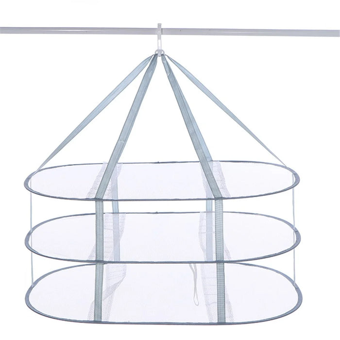 61x76CM Polyester + Stainless Steel 3-Layer Hanging Mesh Dryer Drying Rack Large Drying Net for Underwear - 1