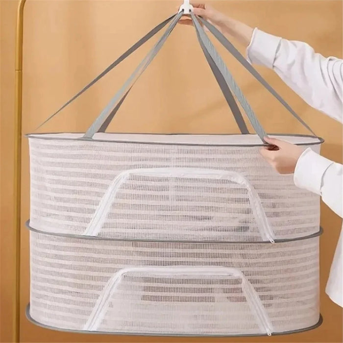 50x70CM Polyester + Steel Wire Drying Rack 2 Layers Hanging Net Food Dry Net Sweater Drying Rack - 3