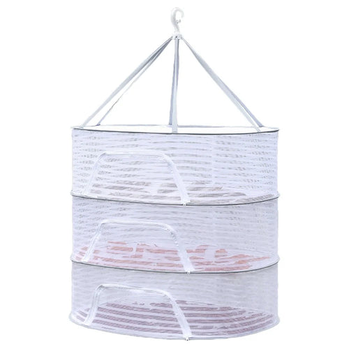 50x70CM 3 Layers Polyester + Steel Wire Hanging Mesh Net Dryer Foldable Food Clothes Drying Storage Pouch - 1