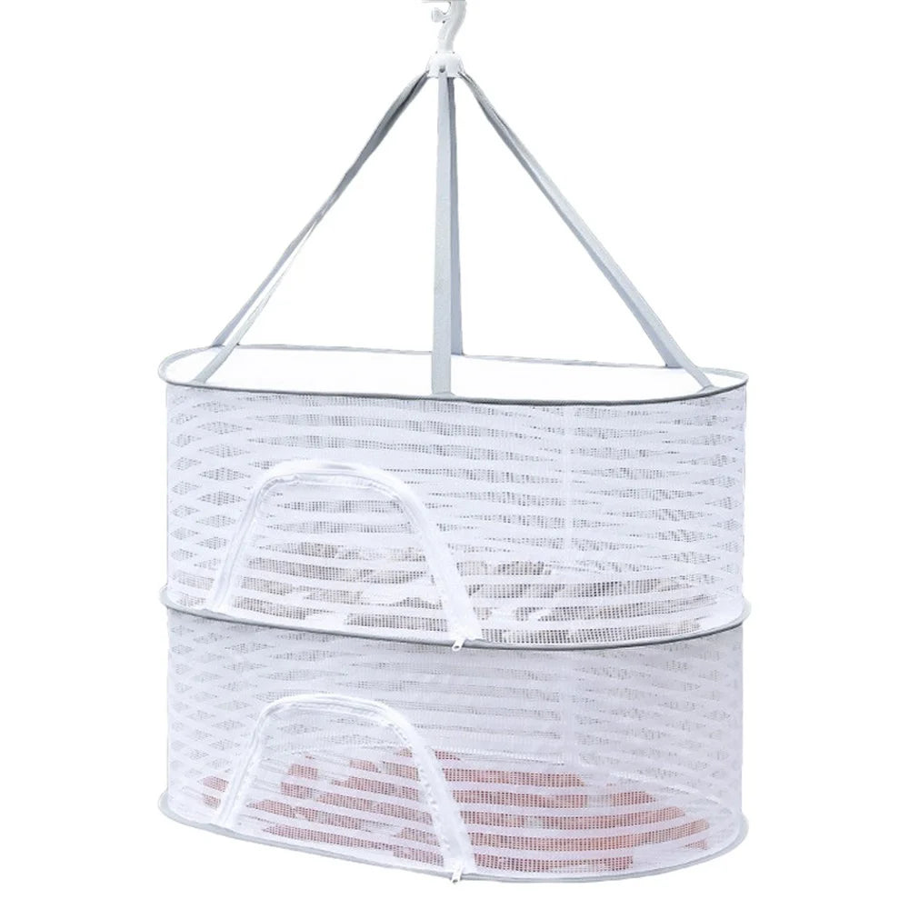 40x60CM Drying Rack 2 Layers Polyester + Steel Wire Hanging Net Food Dry Net Sweater Drying Rack - 1