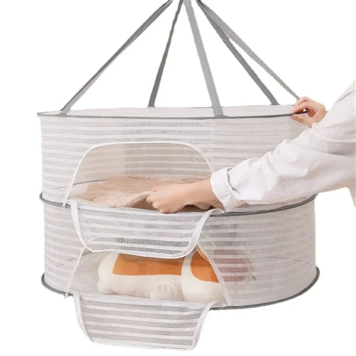 40x60CM Drying Rack 2 Layers Polyester + Steel Wire Hanging Net Food Dry Net Sweater Drying Rack - 2