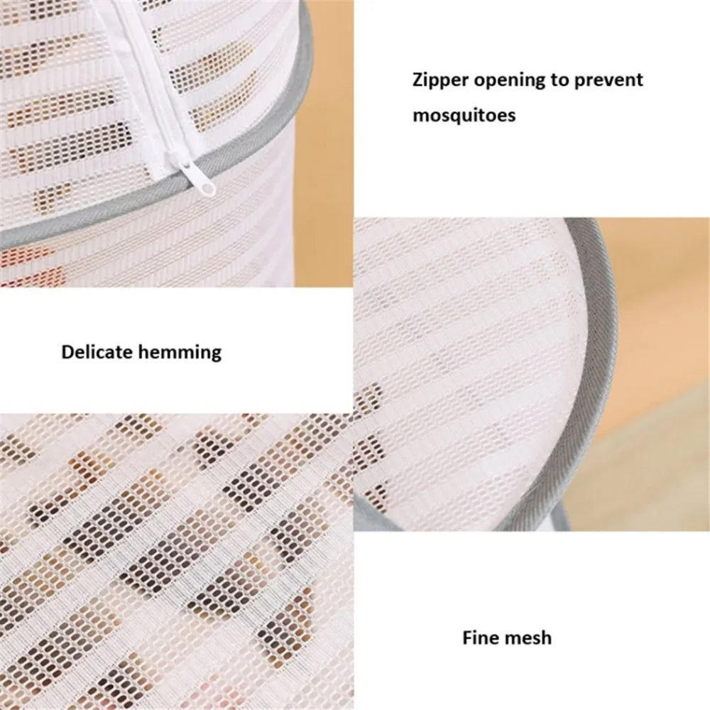 40x60CM Drying Rack 3 Layers Hanging Mesh Polyester + Steel Wire Net for Seafoods, Fruits, Clothes - 6
