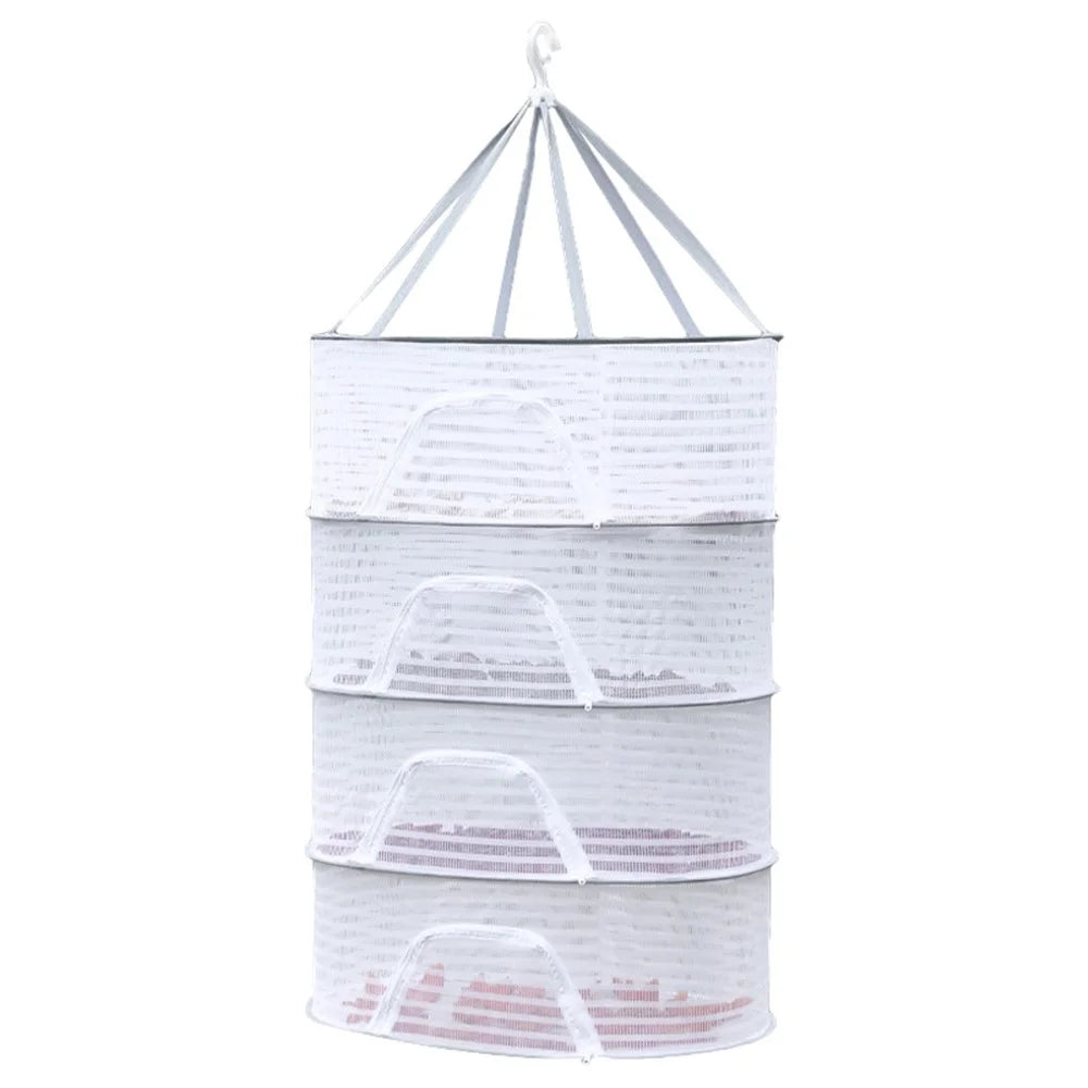 4 Layers Drying Rack Hanging Mesh 40x60CM Polyester + Steel Wire Net for Fishes, Fruits, Clothes - 1
