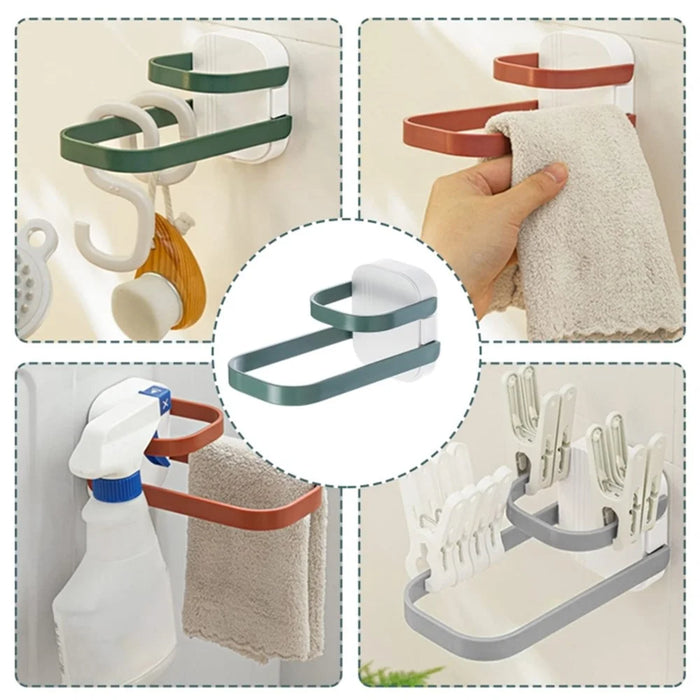 Dual Layer Foldable Storage Shelf for Clothes Hanger Wall-Mounted Clothes Hanger Holder Organizer  - Green - 4