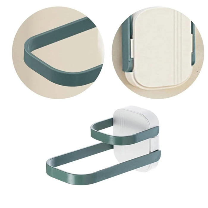 Dual Layer Foldable Storage Shelf for Clothes Hanger Wall-Mounted Clothes Hanger Holder Organizer  - Green - 6