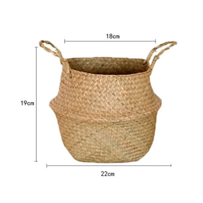 Home Decoration Straw Woven Basket Flowerpot Plant Handwoven Storage Bin Organizer Bag, Size: S - Yellow - 5