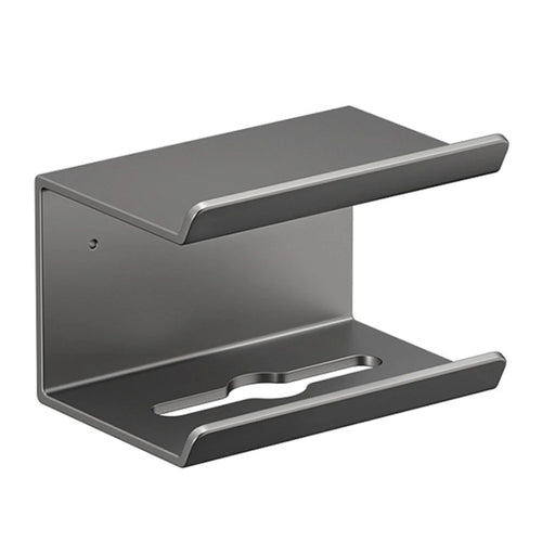2-in-1 Wall Mounted Carbon Steel Bathroom Toilet Paper Holder with Storage Shelf - Black - 1