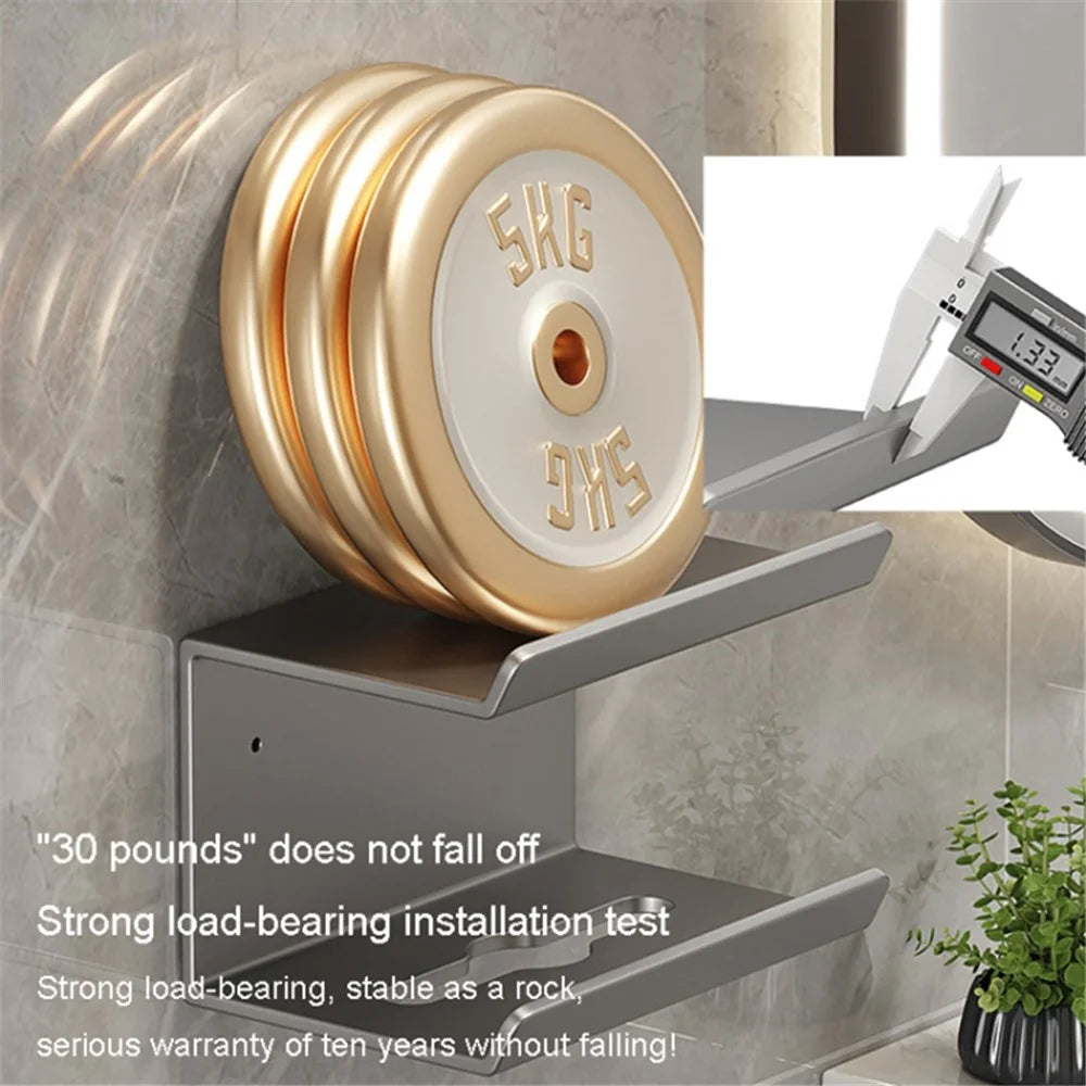 2-in-1 Wall Mounted Carbon Steel Bathroom Toilet Paper Holder with Storage Shelf - Black - 5