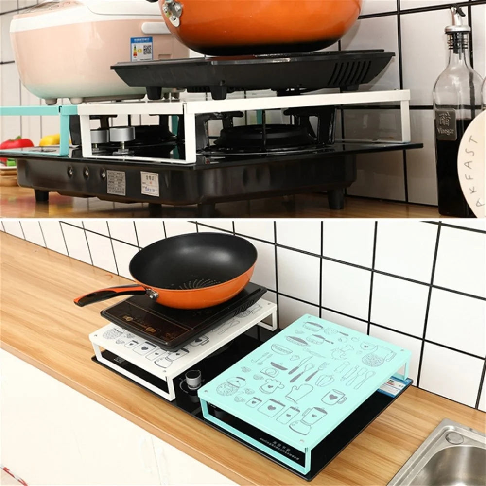 Multifunction Kitchen Desktop Microwave Stand Induction Cooker Iron Bracket - Green - 6