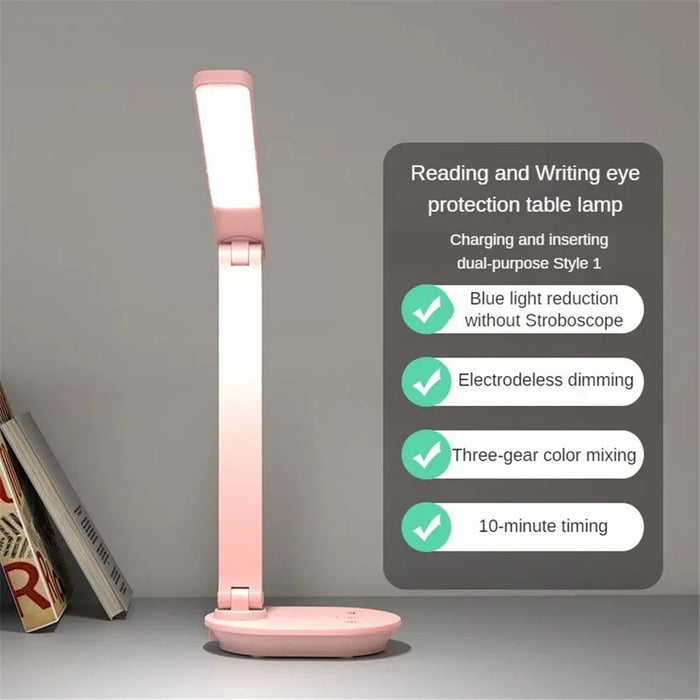 TB-88SWK Dimmable Touch LED Desk Lamp with Wireless Phone Charger, USB Powered Study Light - White - 4