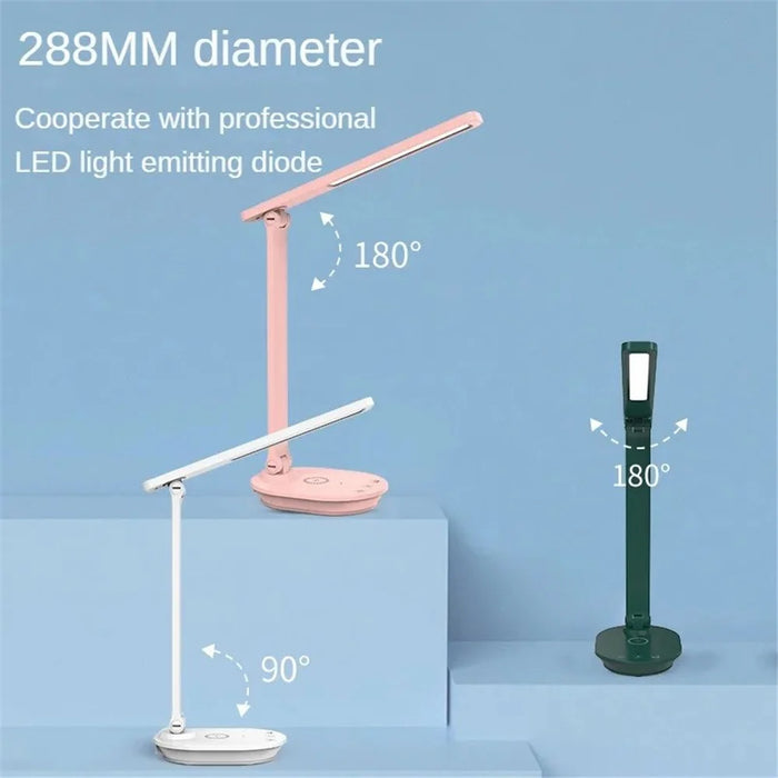 TB-88SWK Dimmable Touch LED Desk Lamp with Wireless Phone Charger, USB Powered Study Light - White - 5