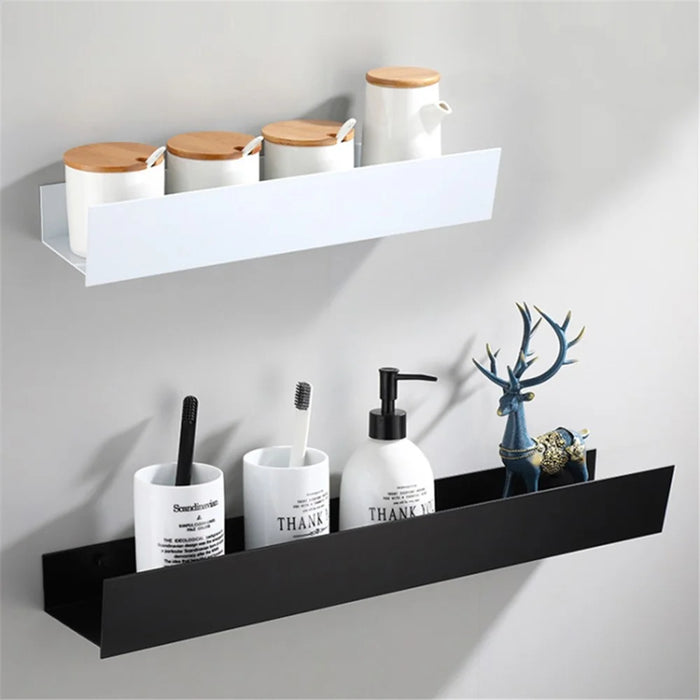 5304 30cm Bathroom Kitchen Storage Shelf Aluminum Wall Mounted Storage Rack - Black - 2