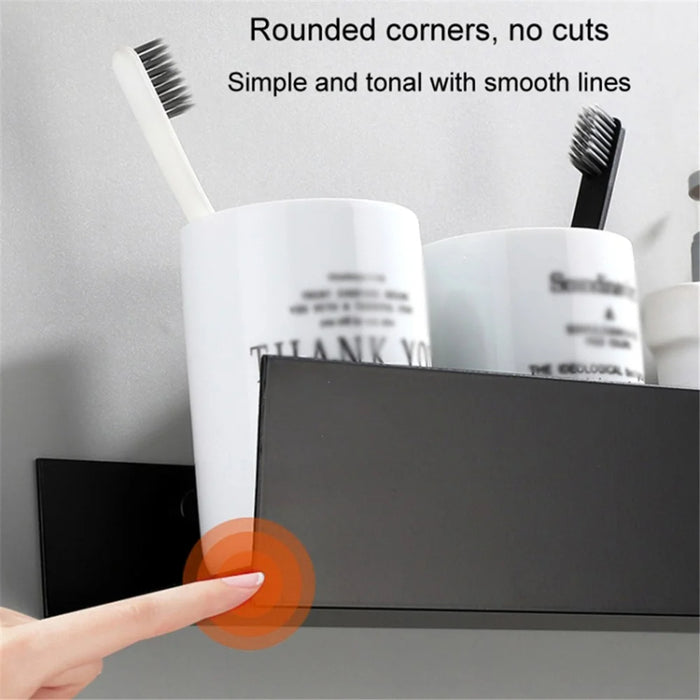 5304 30cm Bathroom Kitchen Storage Shelf Aluminum Wall Mounted Storage Rack - Black - 3