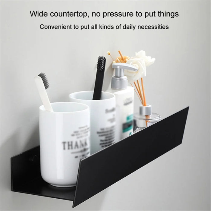 5304 30cm Bathroom Kitchen Storage Shelf Aluminum Wall Mounted Storage Rack - Black - 4