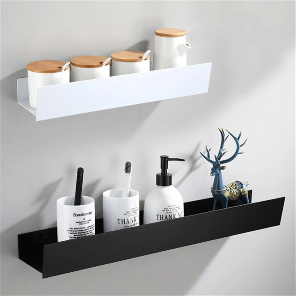 5304 60cm Simple Bathroom Kitchen Wall Mounted Aluminum Storage Rack - Black - 2