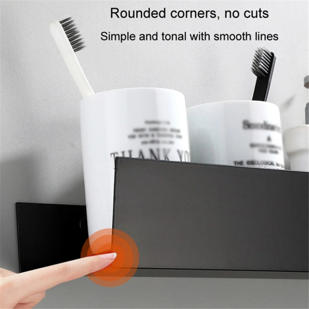 5304 60cm Simple Bathroom Kitchen Wall Mounted Aluminum Storage Rack - Black - 3