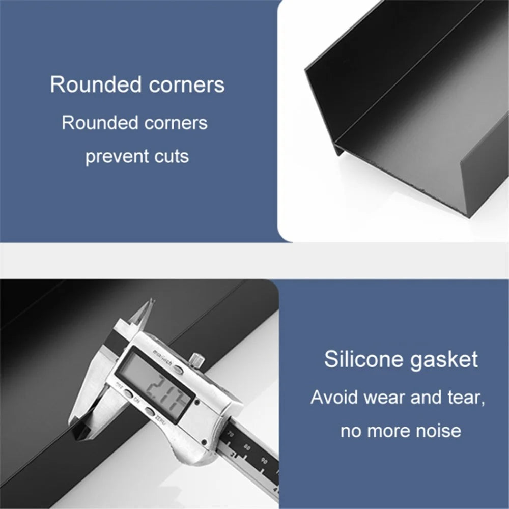 5304 60cm Simple Bathroom Kitchen Wall Mounted Aluminum Storage Rack - Black - 6
