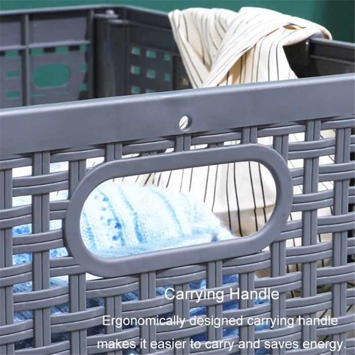 Size XL Partition Compartment Laundry Basket Foldable PP Clothes Hamper Box with Lid - Grey - 7
