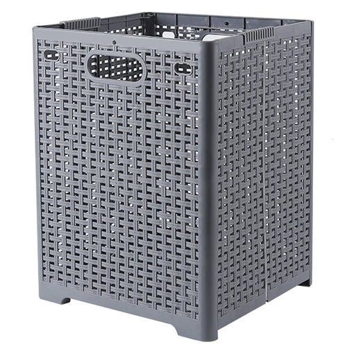 Size L Foldable PP Laundry Basket Clothes Hamper Storage Holder for Home Bathroom - Grey - 1