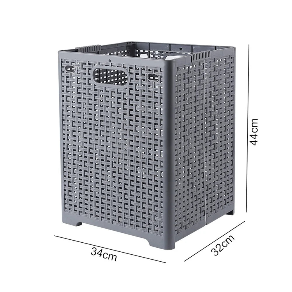 Size L Foldable PP Laundry Basket Clothes Hamper Storage Holder for Home Bathroom - Grey - 2