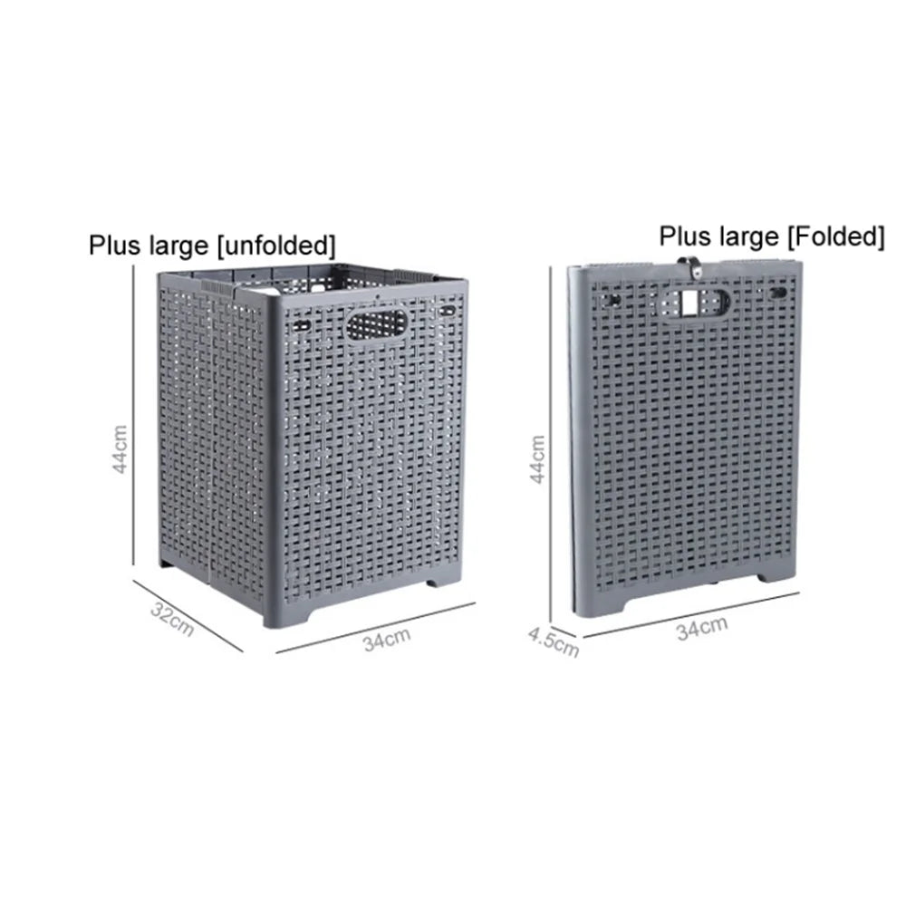 Size L Foldable PP Laundry Basket Clothes Hamper Storage Holder for Home Bathroom - Grey - 3