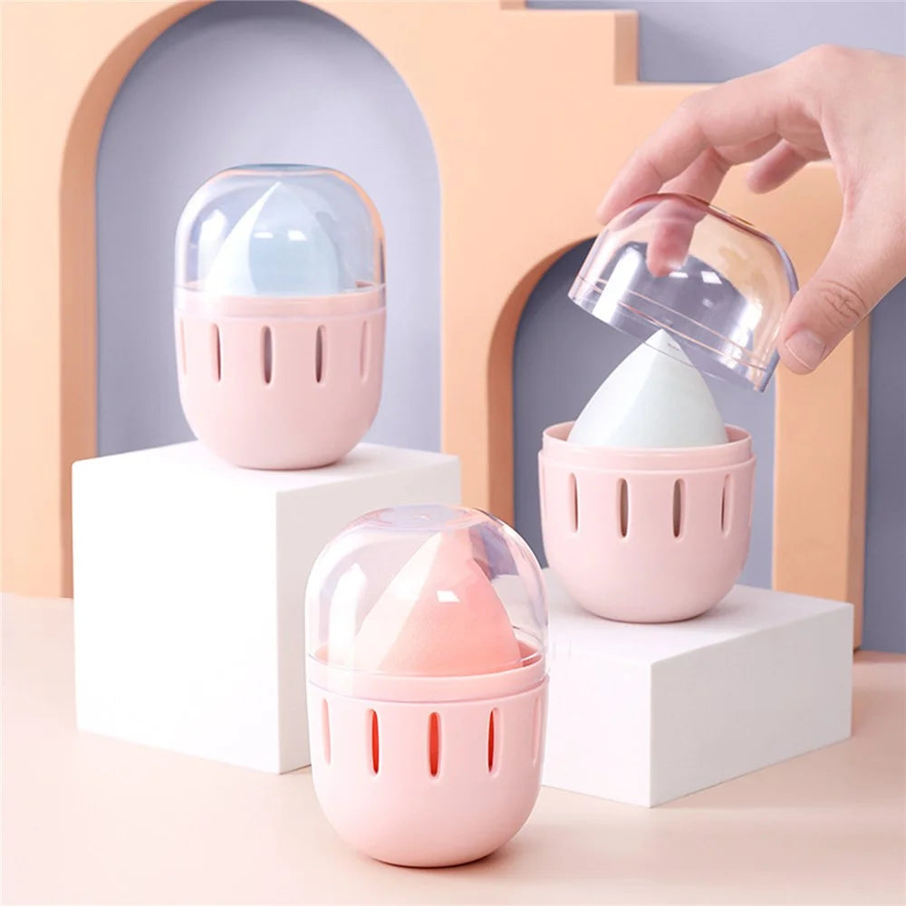 HZ007-1P Makeup Egg ABS Storage Box Portable Breathable Sponge Makeup Egg Box with Clear Lid - 3