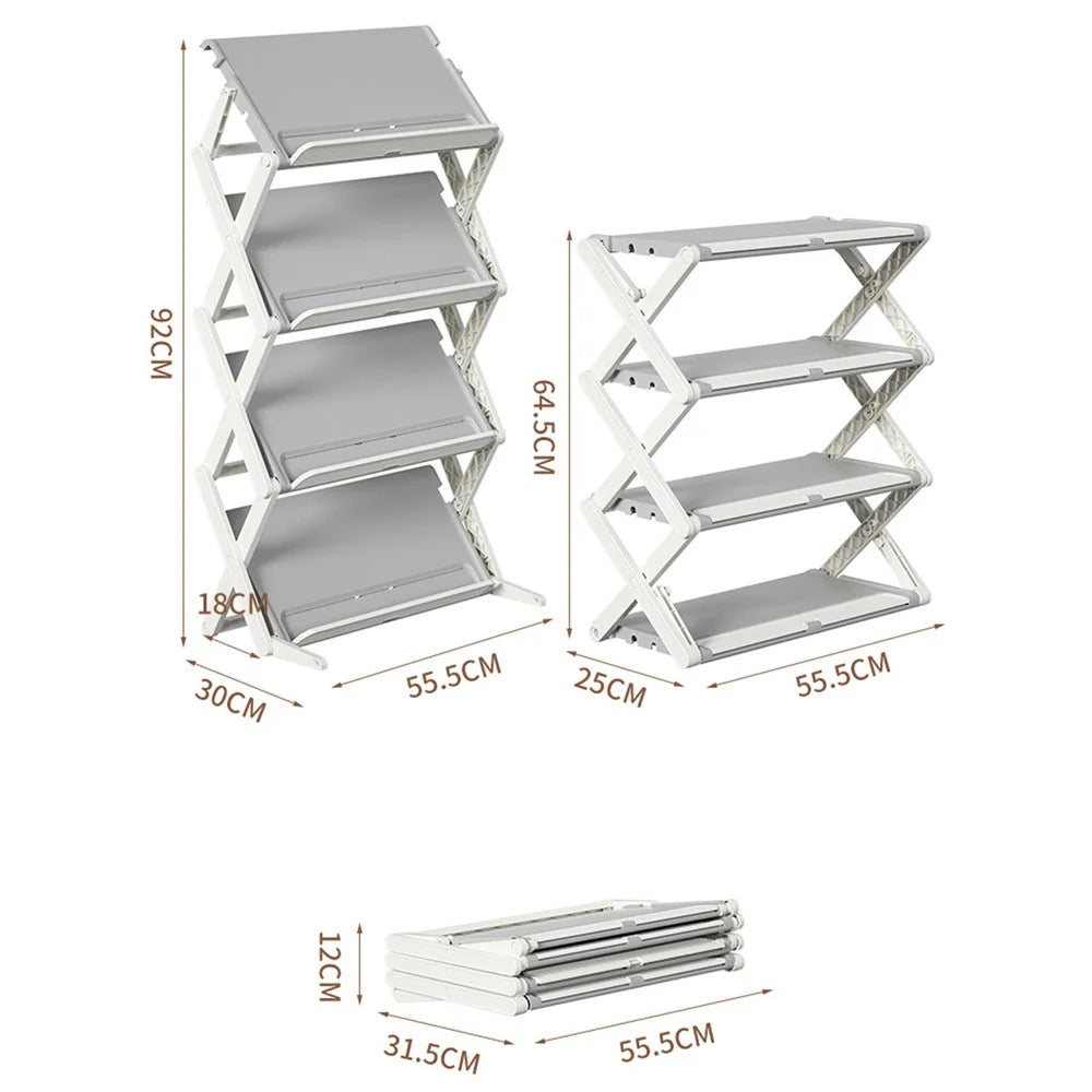 ZY-DF024 Foldable 4 Layer Shoe Rack Space Saving Home Dormitory Shoes Holder - 3