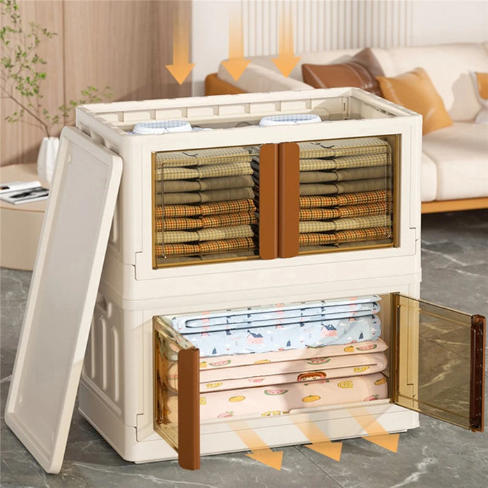 ZY-HE021 32L PP+HIPS Clear Door Folding Storage Box Home Toy Clothes Organizer - 2